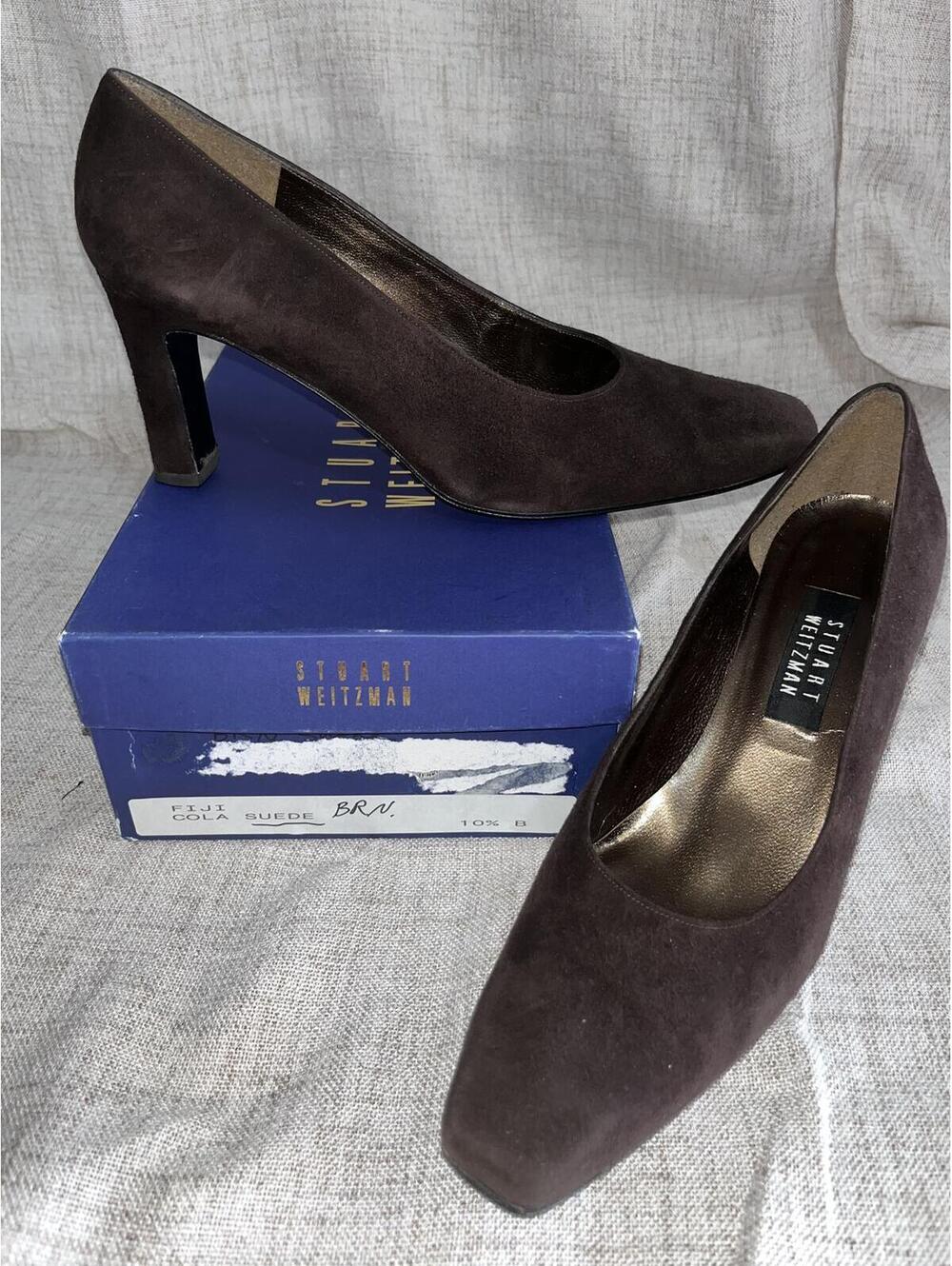 Stuart Weitzman Fiji Cola Brown Suede Heels Pumps GUC 10.5B